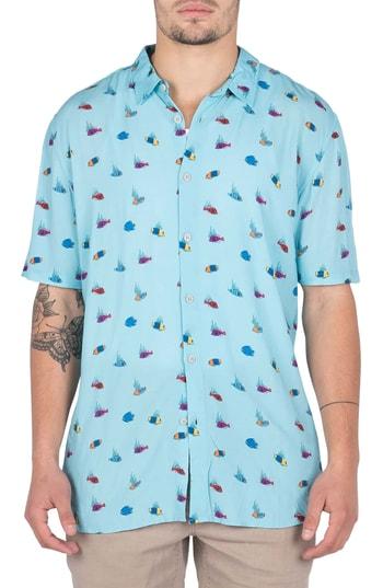 Men's Barney Cools Holiday Fish Print Shirt - Blue