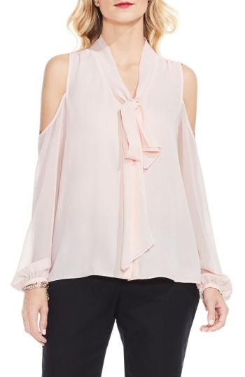 Women's Vince Camuto Tie Neck Cold Shoulder Blouse - Pink
