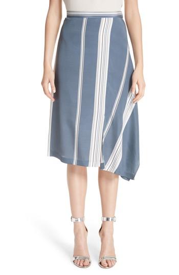 Women's St. John Collection Asymmetrical Stretch-silk Satin Skirt - Blue
