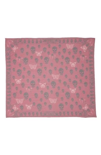 Women's Alexander Mcqueen Butterfly & Skull Silk Scarf, Size - Purple
