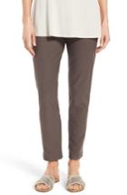 Petite Women's Eileen Fisher Stretch Crepe Slim Ankle Pants, Size P - Brown