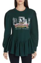 Women's Opening Ceremony Stonehenge Graphic Peplum Sweatshirt - Green