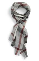 Men's Burberry Check Wool & Cashmere Scarf, Size - Grey