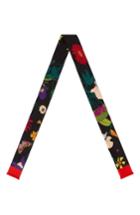 Women's Gucci Gothic Floral Silk Skinny Scarf, Size - Black