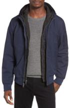 Men's Black Rivet Hooded Jacket, Size - Blue