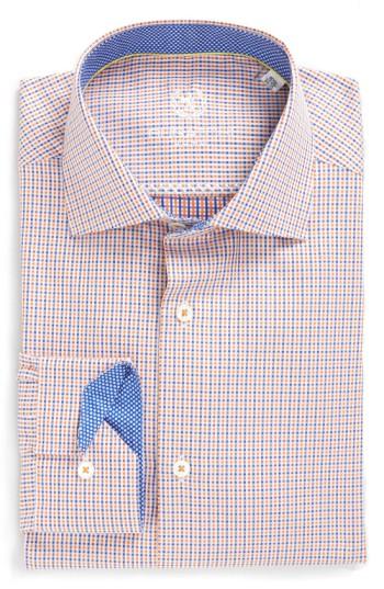 Men's Bugatchi Trim Fit Microcheck Dress Shirt - Orange