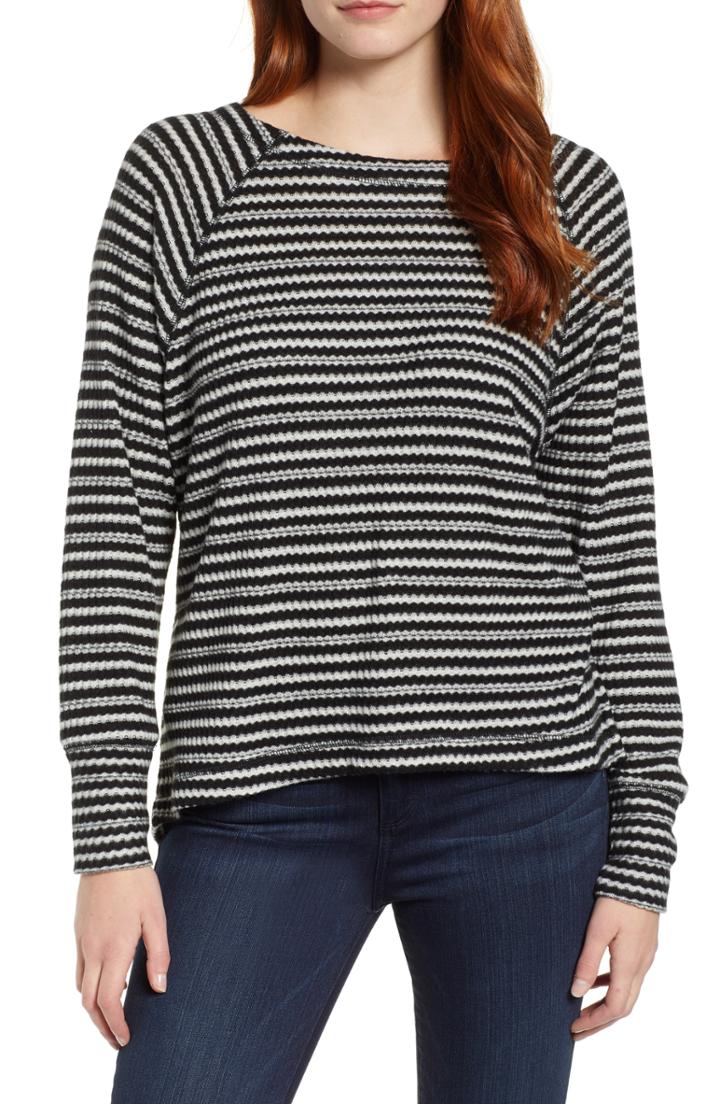 Women's Caslon Cozy Thermal Dolman Top, Size - Black