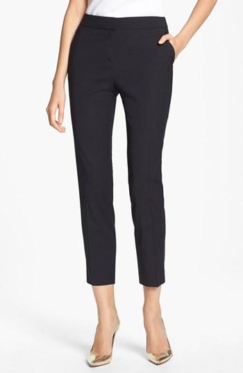 Women's St. John Collection 'emma' Tropical Wool Crop Pants - Black