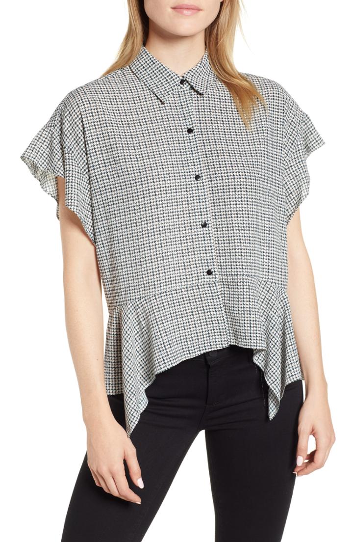 Women's 1.state Mini Houndstooth High/low Blouse