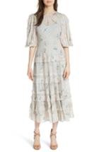 Women's Rebecca Taylor Metallic Faded Floral Midi Dress - Ivory