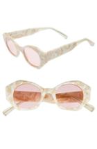 Women's Elizabeth And James Huxley 46mm Geometric Sunglasses - White/ Pink
