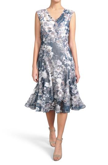 Women's Komarov Print Pleated Chiffon & Charmeuse Dress