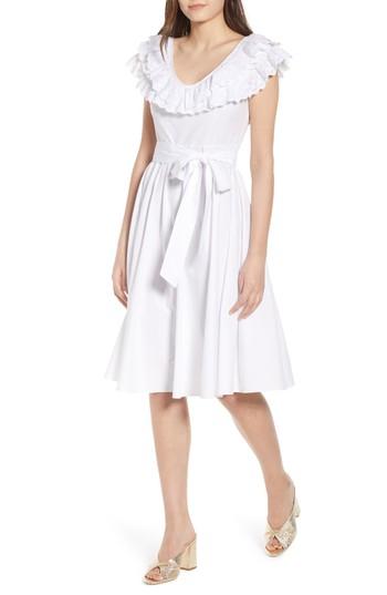 Women's Lost Ink Ruffle Eyelet Dress - White