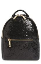 Mali + Lili Glitter Faux Leather Backpack - Black