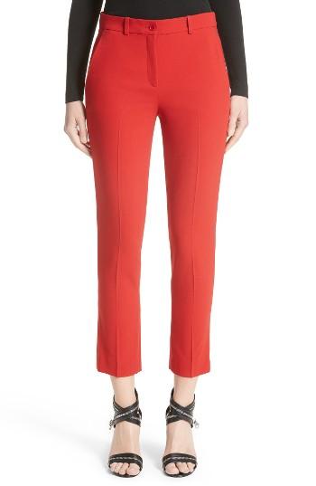 Women's Michael Kors 'samantha' Stretch Wool Straight Leg Pants - Red