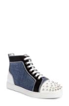 Women's Christian Louboutin Lou Degra Spiked High Top Sneaker Us / 35eu - Blue