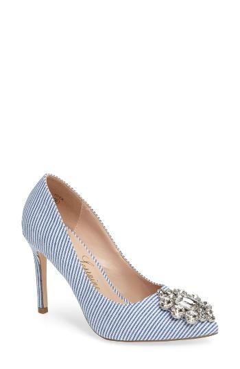 Women's Lauren Lorraine Rita Embellished Pinstripe Pump