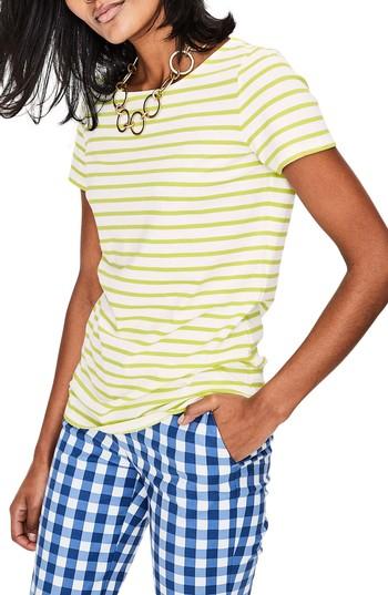 Women's Boden Breton Short Sleeve Stripe Cotton Top - Yellow