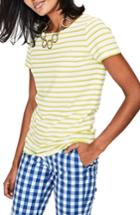 Women's Boden Breton Short Sleeve Stripe Cotton Top - Yellow