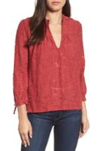 Women's Lucky Brand Floral Clipped Jacquard Top - Red