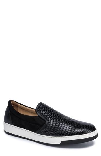 Men's Bugatchi Cinque Terre Woven Slip-on Sneaker .5 M - Black