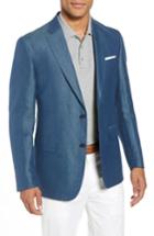 Men's John W. Nordstrom Traditional Fit Linen & Silk Blazer S - Blue/green