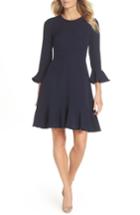 Women's Eliza J Bell Sleeve Fit & Flare Dress (similar To 14w) - Blue