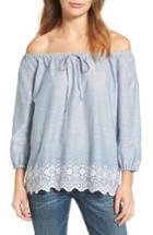 Women's Nydj Eyelet Embroidered Off The Shoulder Top