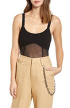 Women's Tiger Mist Valora Sheer Detail Sleeveless Bodysuit - Black