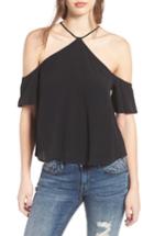 Women's Bp. Cutout Cold Shoulder Halter Top, Size - Black