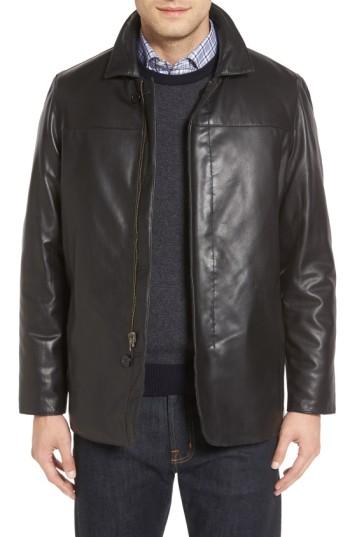 Men's Missani Le Collezioni Reversible Lambskin Leather & Quilted Wool Jacket, Size - Black