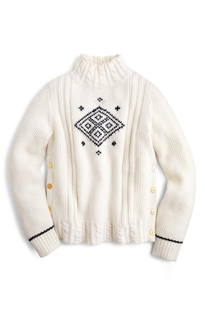 Women's The Reeds X J.crew Side Button Swing Sweater, Size - Ivory