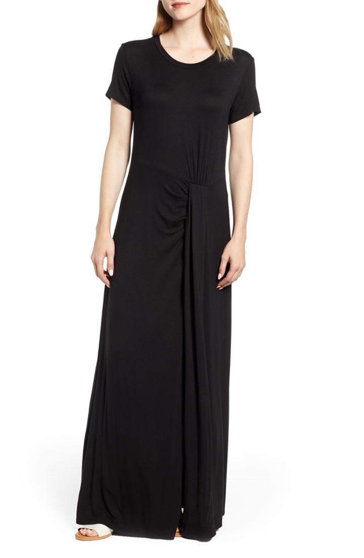 Women's Caslon Front Gathered Maxi Dress - Black