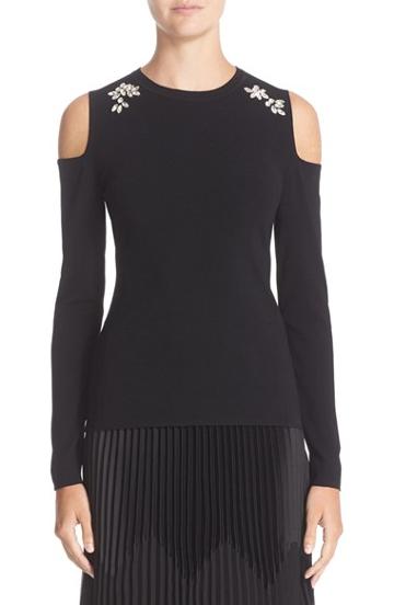 Women's Nordstrom Signature And Caroline Issa Embellished Cold Shoulder Top