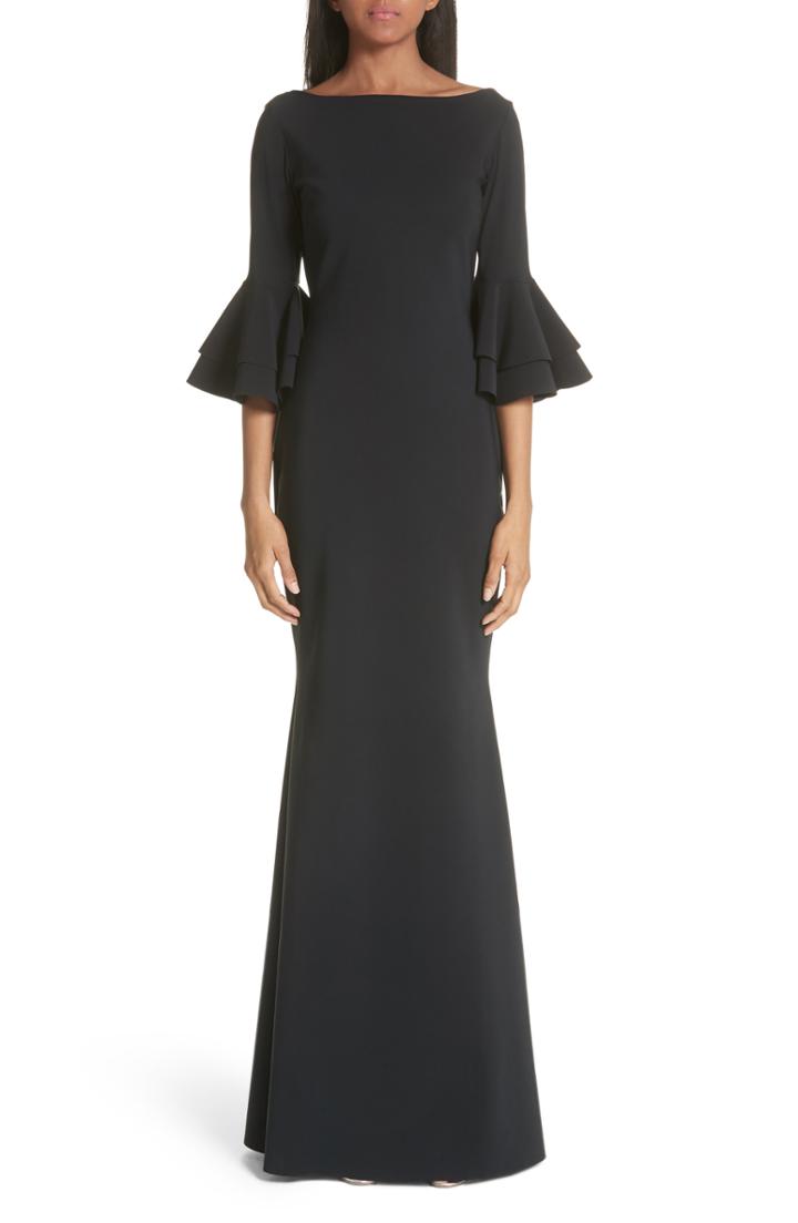 Women's Chiara Boni La Petite Robe Iva Ruffle Bell Sleeve Gown - Black
