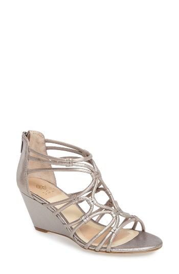 Women's Isola Floral Strappy Wedge Sandal .5 M - Metallic