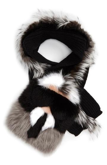 Women's Fendi 'karlito' Genuine Fox, Genuine Mink & Genuine Nutria Fur Scarf