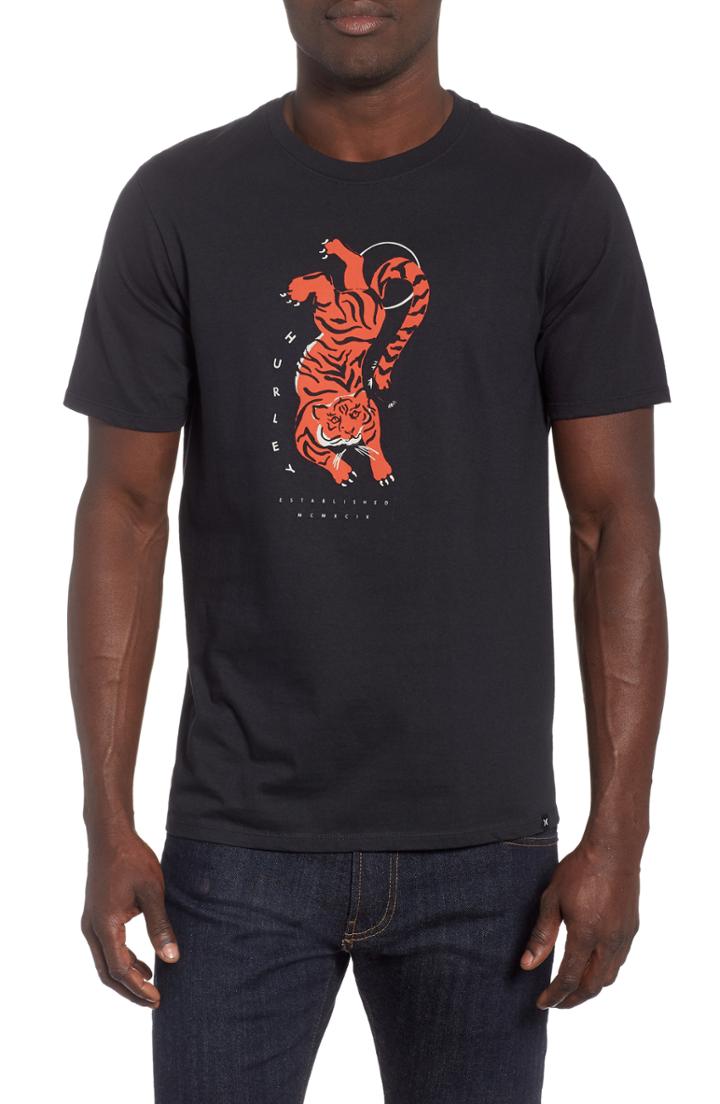 Men's Hurley Premium Tiger Short Sleeve T-shirt - Black