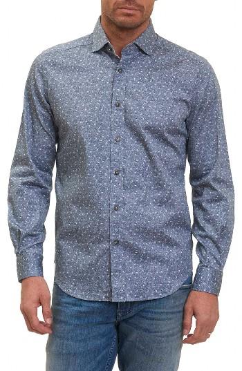 Men's Robert Graham Zander Tailored Fit Sport Shirt - Grey