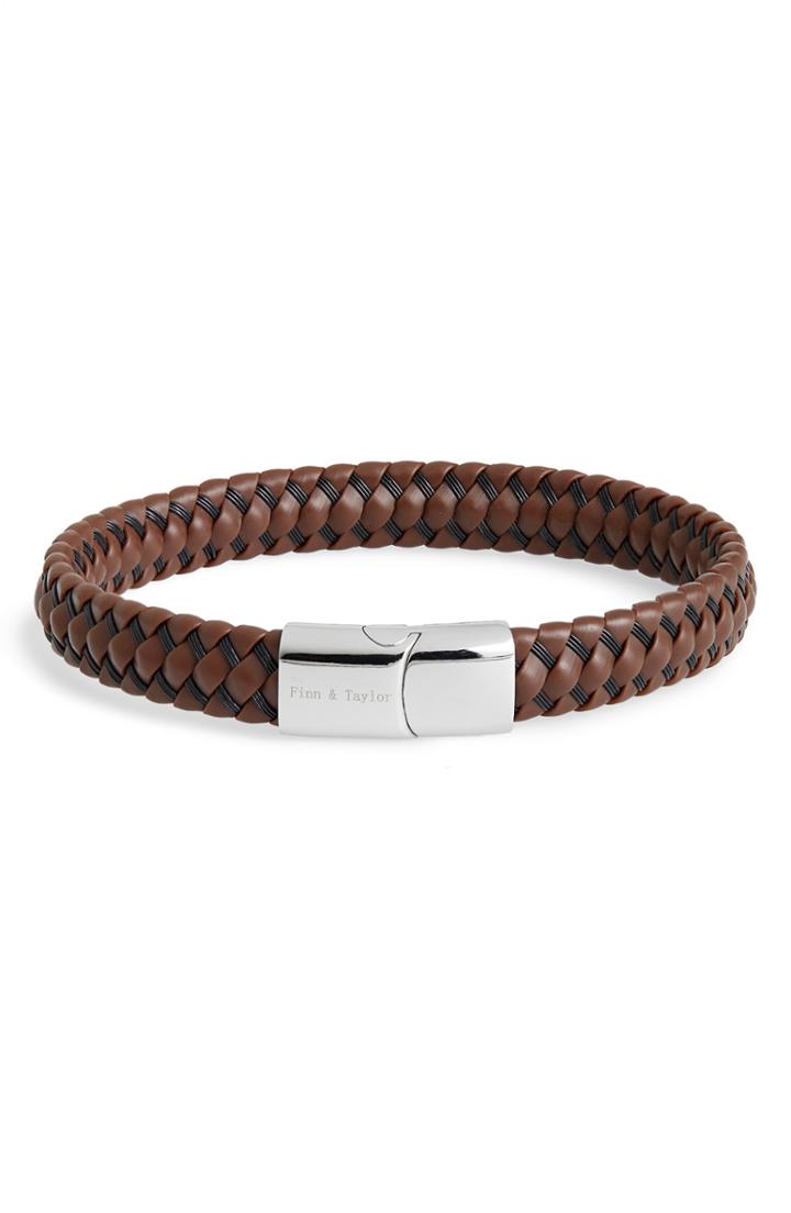 Men's Finn & Taylor Brass & Leather Weave Bracelet