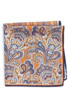 Men's Nordstrom Men's Shop 'three Panel' Silk Pocket Square, Size - Orange