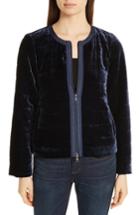 Women's Eileen Fisher Quilted Velvet Jacket, Size - Blue