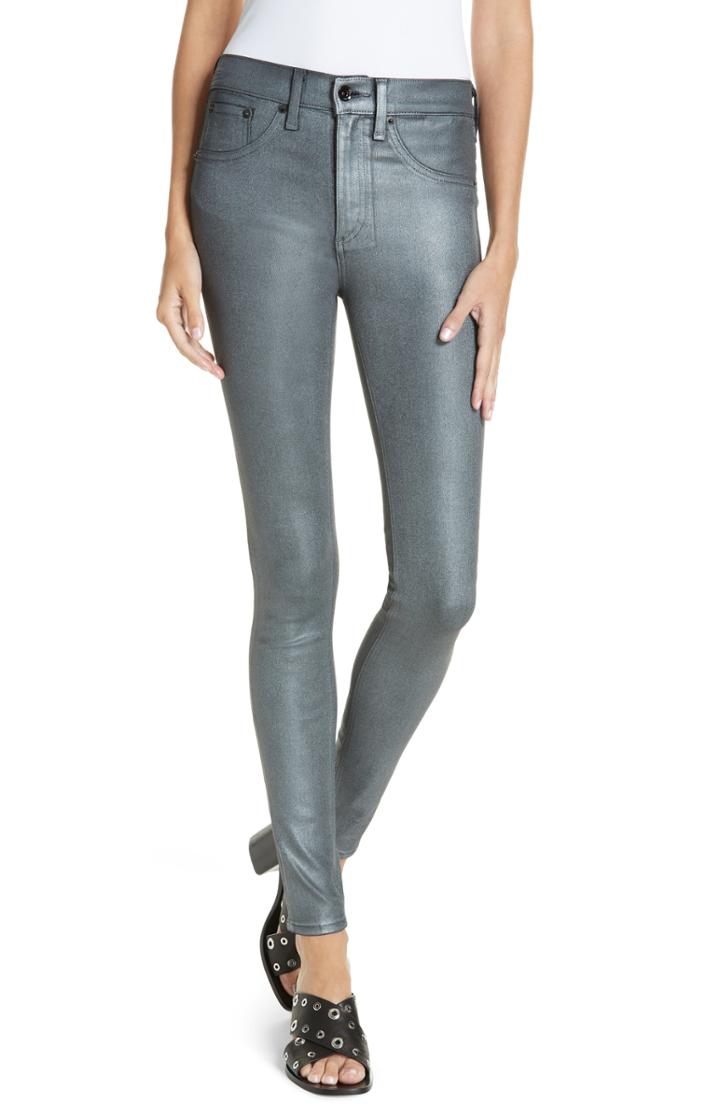 Women's Rag & Bone/jean High Waist Ankle Coated Skinny Jeans