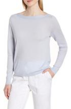 Women's Nordstrom Signature Drape Keyhole Back Cashmere & Linen Sweater - Blue