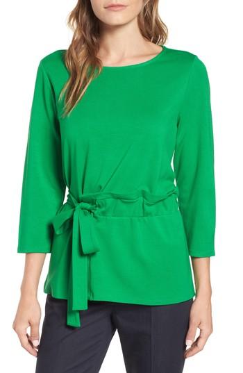 Women's Halogen Gathered Waist Tie Top Tunic - Green