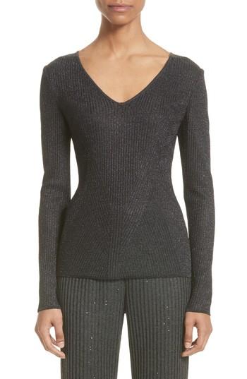 Women's St. John Collection Engineered Rib Sparkle Knit Sweater