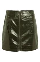 Women's Topshop Zip Through Cracked Vinyl Miniskirt Us (fits Like 0) - Green