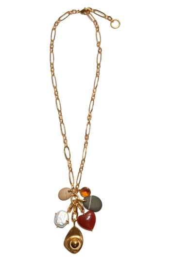 Women's Lizzie Fortunato Ravello Pearl & Stone Charm Necklace