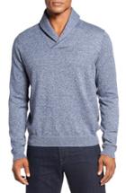 Men's Nordstrom Men's Shop Cotton & Cashmere Shawl Collar Sweater - Blue