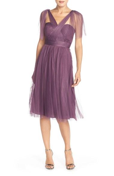 Women's Jenny Yoo 'maia' Convertible Tulle Tea Length Fit & Flare Dress - Purple